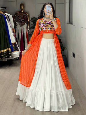 Navratri Orange Kurti Lehenga Set