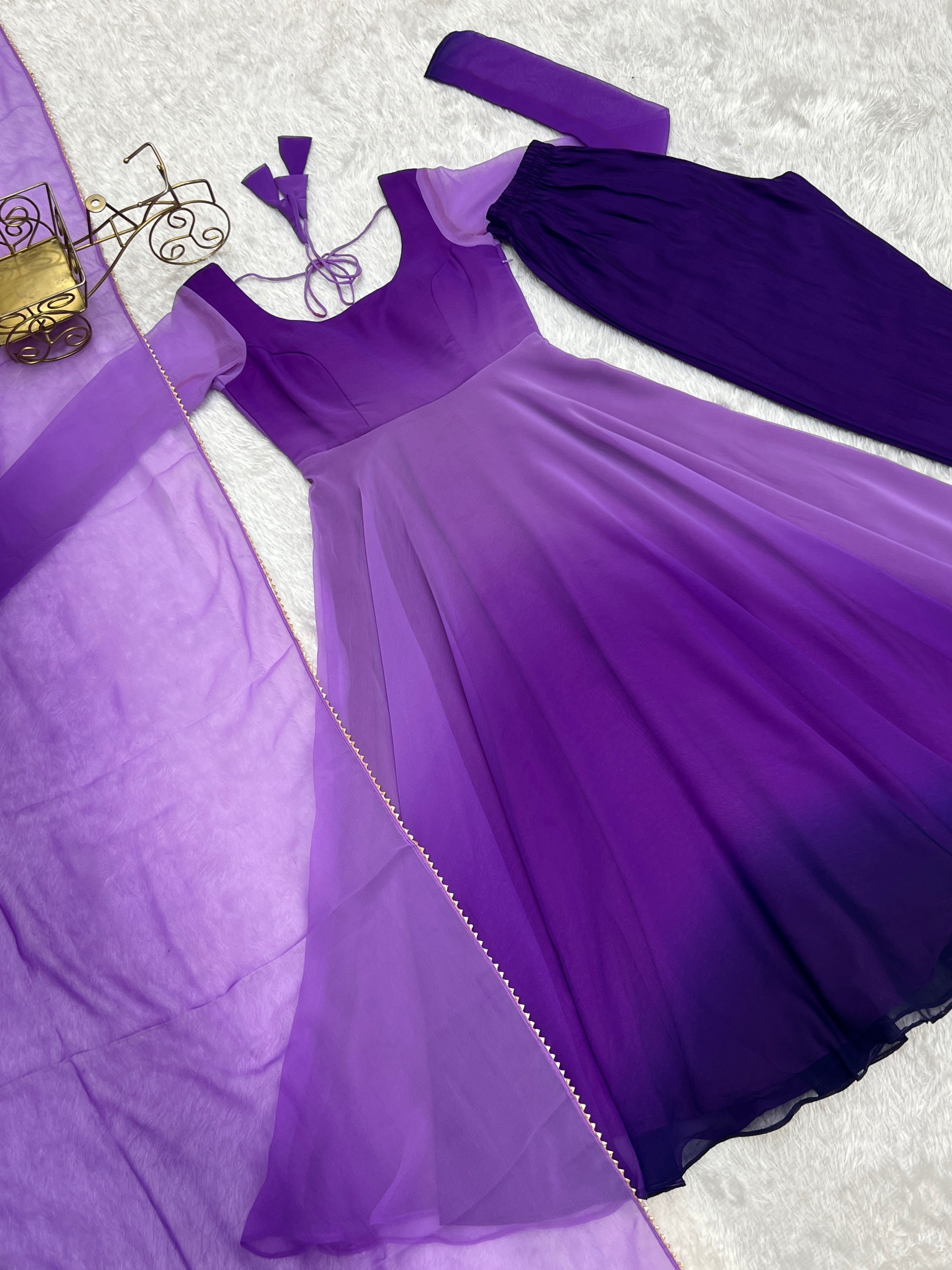 Georgette Designer Anarkali Set – Purple