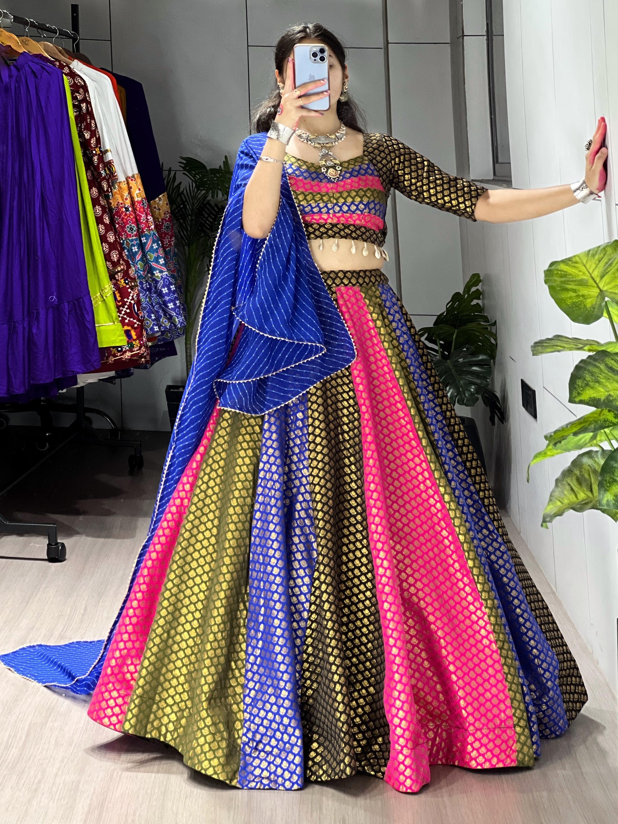Navratri Kali Jacquard Lehenga Set