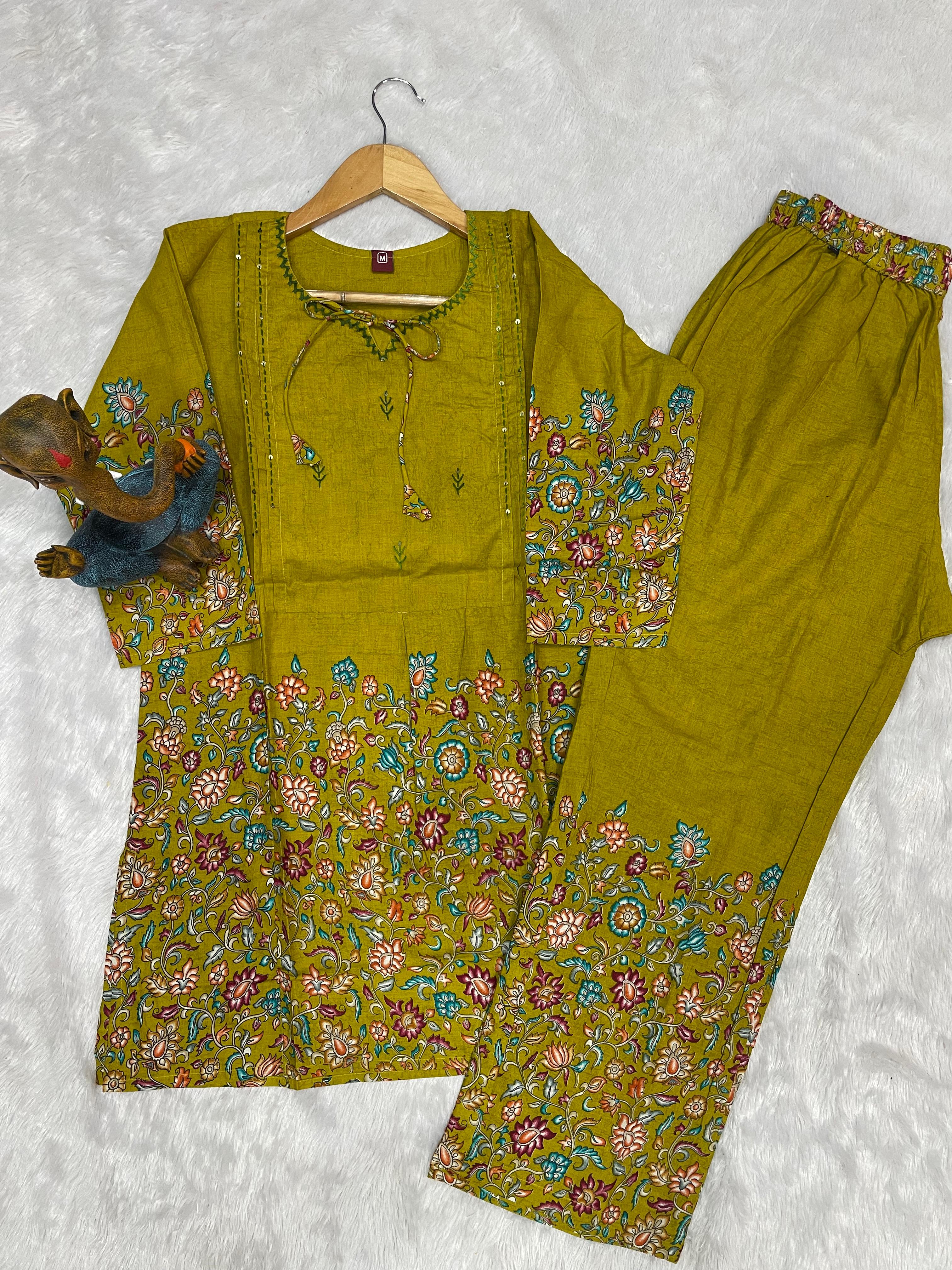 Pure Cotton Printed Co-Ords Set – Lemon Yellow