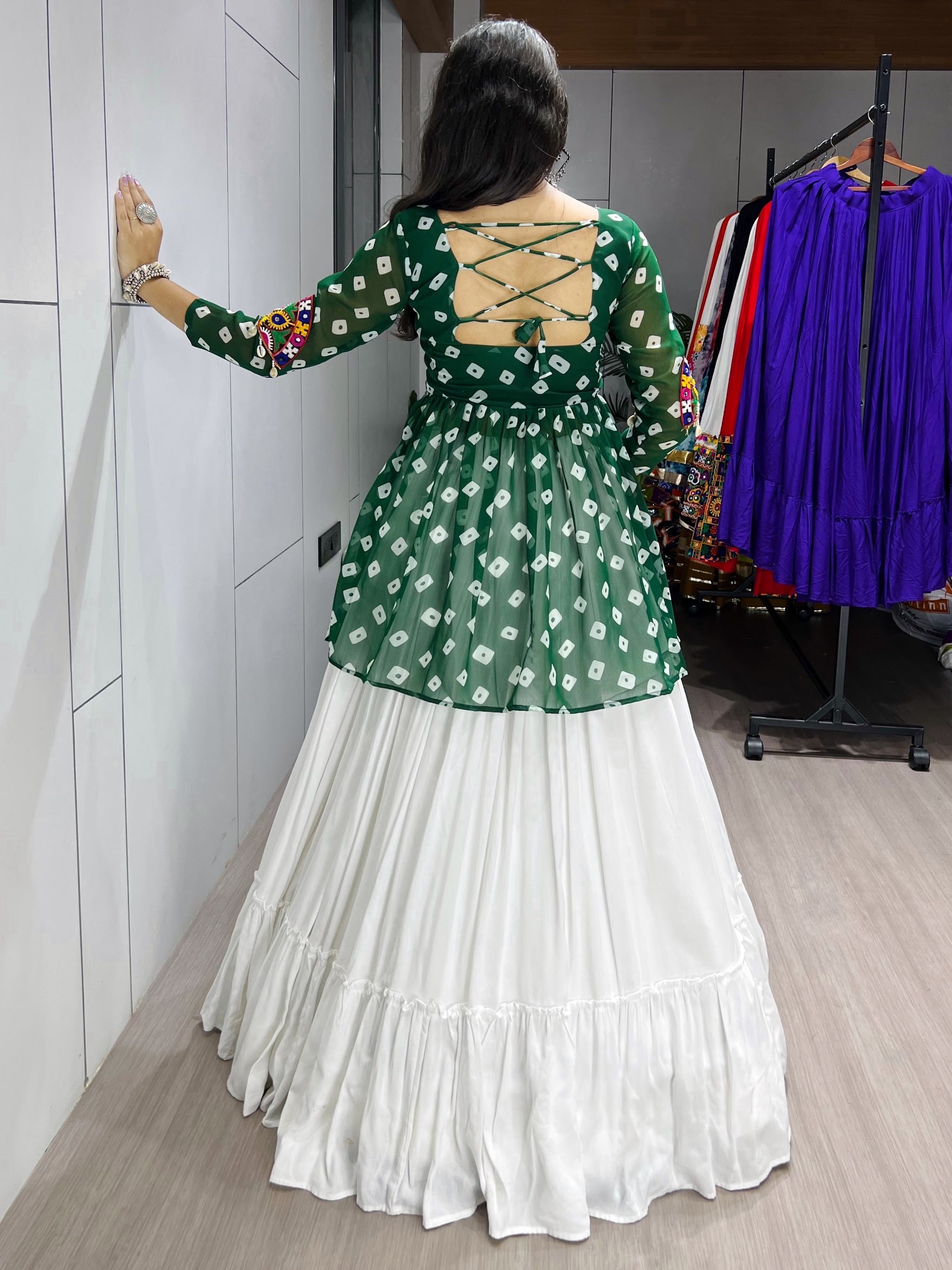 Navratri Green Megha Lehenga Set