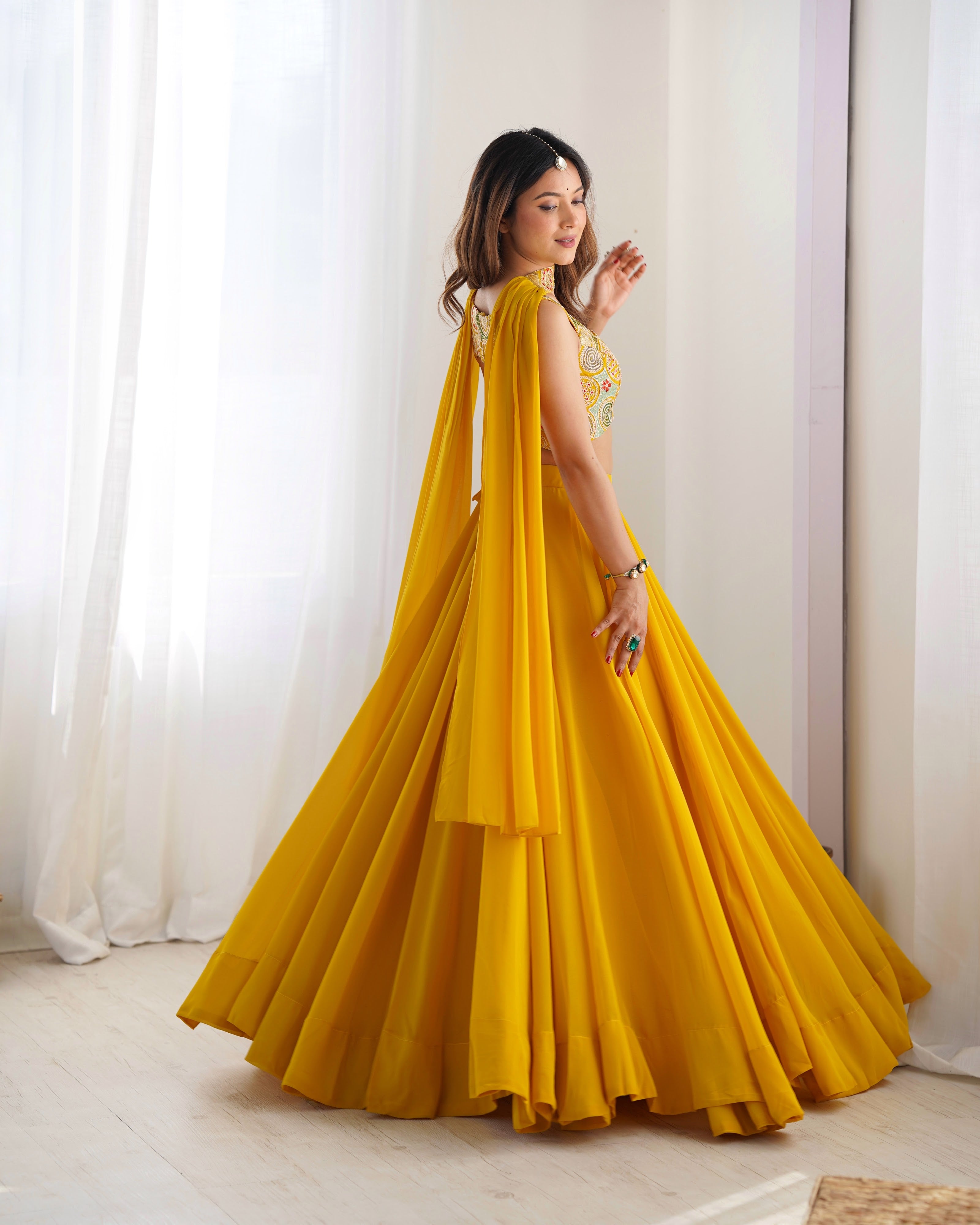 Georgette Designer Lehenga Set – Yellow