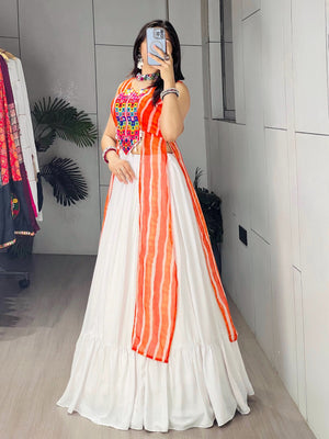 Navratri Kesari Kurti Lehenga Set