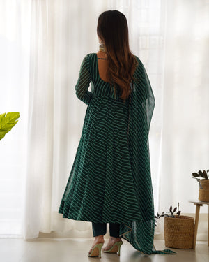 Georgette Printed Anarkali Set – Bottle Green