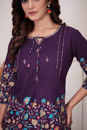 Pure Cotton Printed Co-Ords Set – Wine