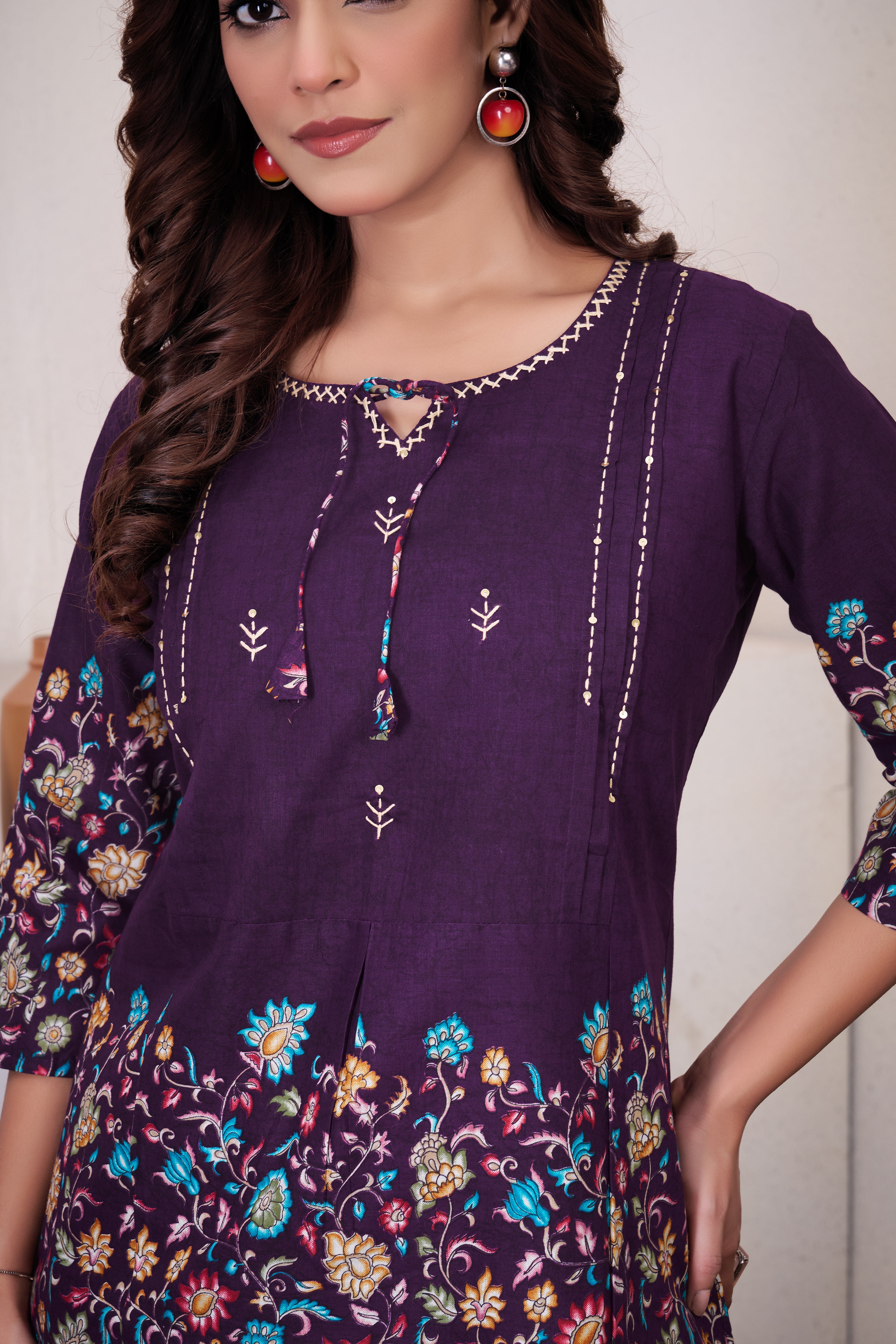 Pure Cotton Printed Co-Ords Set – Wine