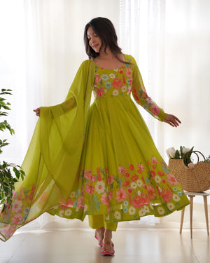 Organza Silk Printed Anarkali Set – Liril
