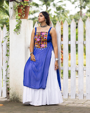 Navratri Royal Blue Kurti Lehenga Set