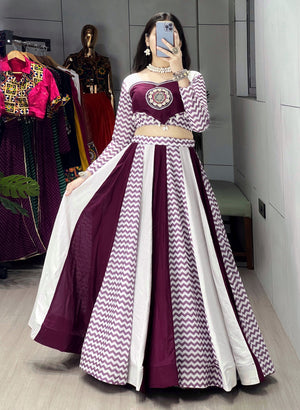 Navratri Wine White Jogni Lehenga Set
