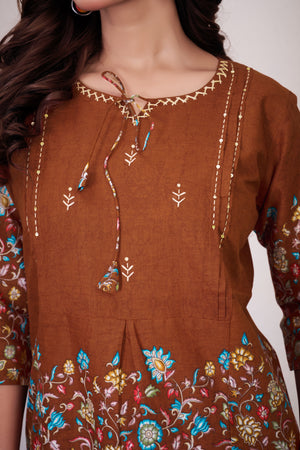 Pure Cotton Printed Co-Ords Set – Rust