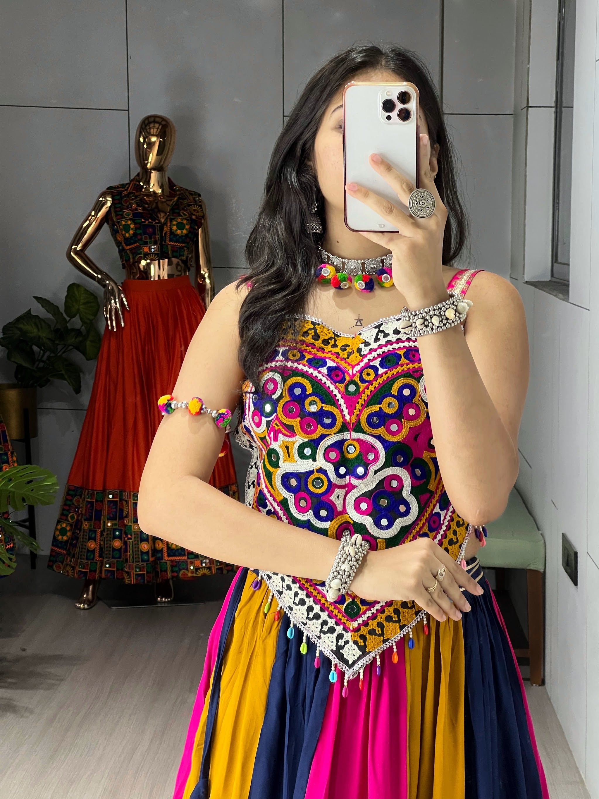 Navratri Multicolor Vaalam Lehenga Set