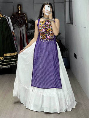 Navratri Purple Kurti Lehenga Set