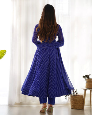 Georgette Printed Anarkali Set – Royal Blue