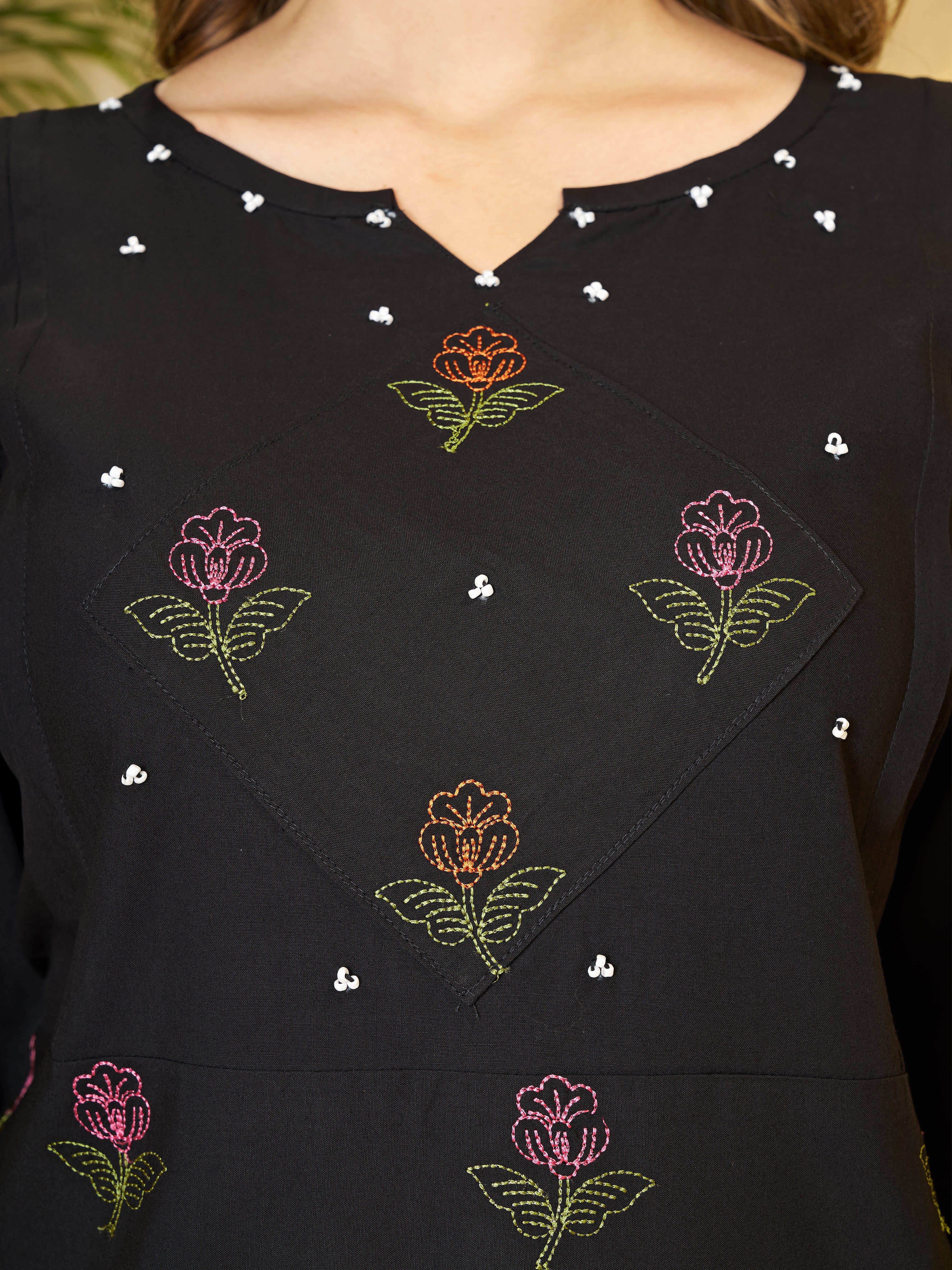 Heavy Rayon Embroidered Co-Ords Set – Black
