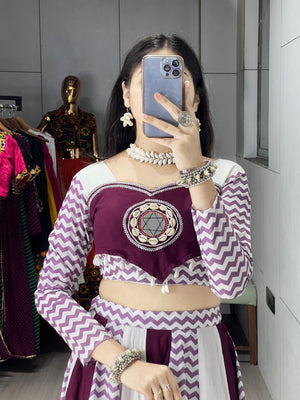 Navratri Wine White Jogni Lehenga Set