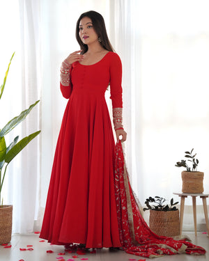 Georgette Embroidered Gown Set – Orange