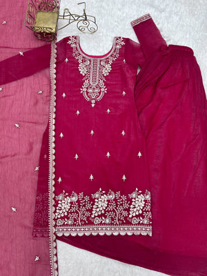Crunchy Silk Embroidered Sharara Set – Dark Rani