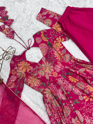 Roman Chanderi Silk Printed Kurta-Palazzo Set – Pink