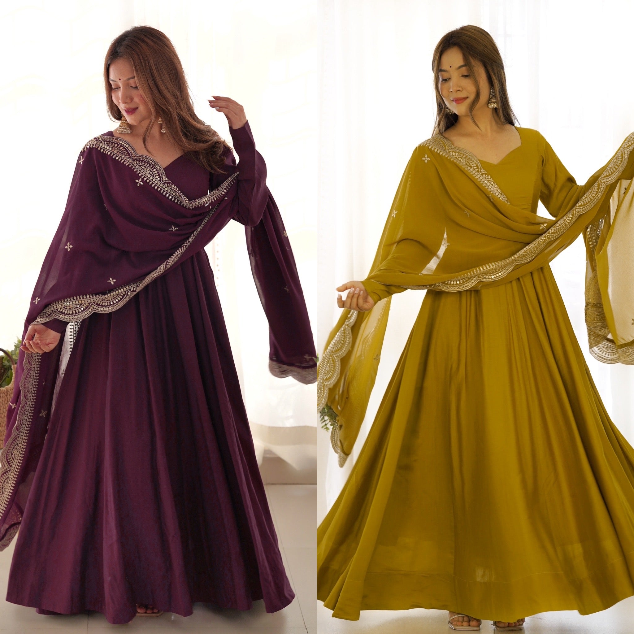Roman Chanderi Silk Embroidered Anarkali Set – Musterd