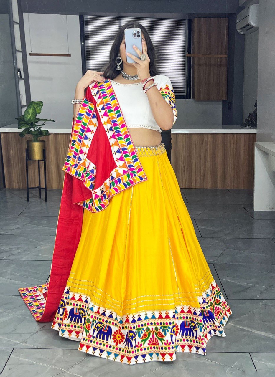 Navratri Yellow Red Lehenga Set