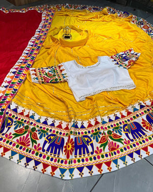 Navratri Yellow Red Lehenga Set