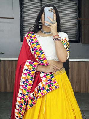 Navratri Yellow Red Lehenga Set