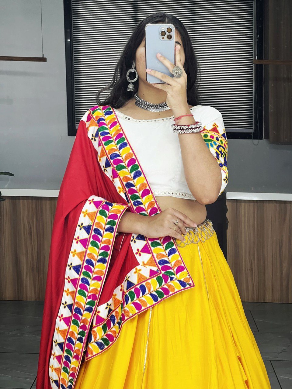 Navratri Yellow Red Lehenga Set