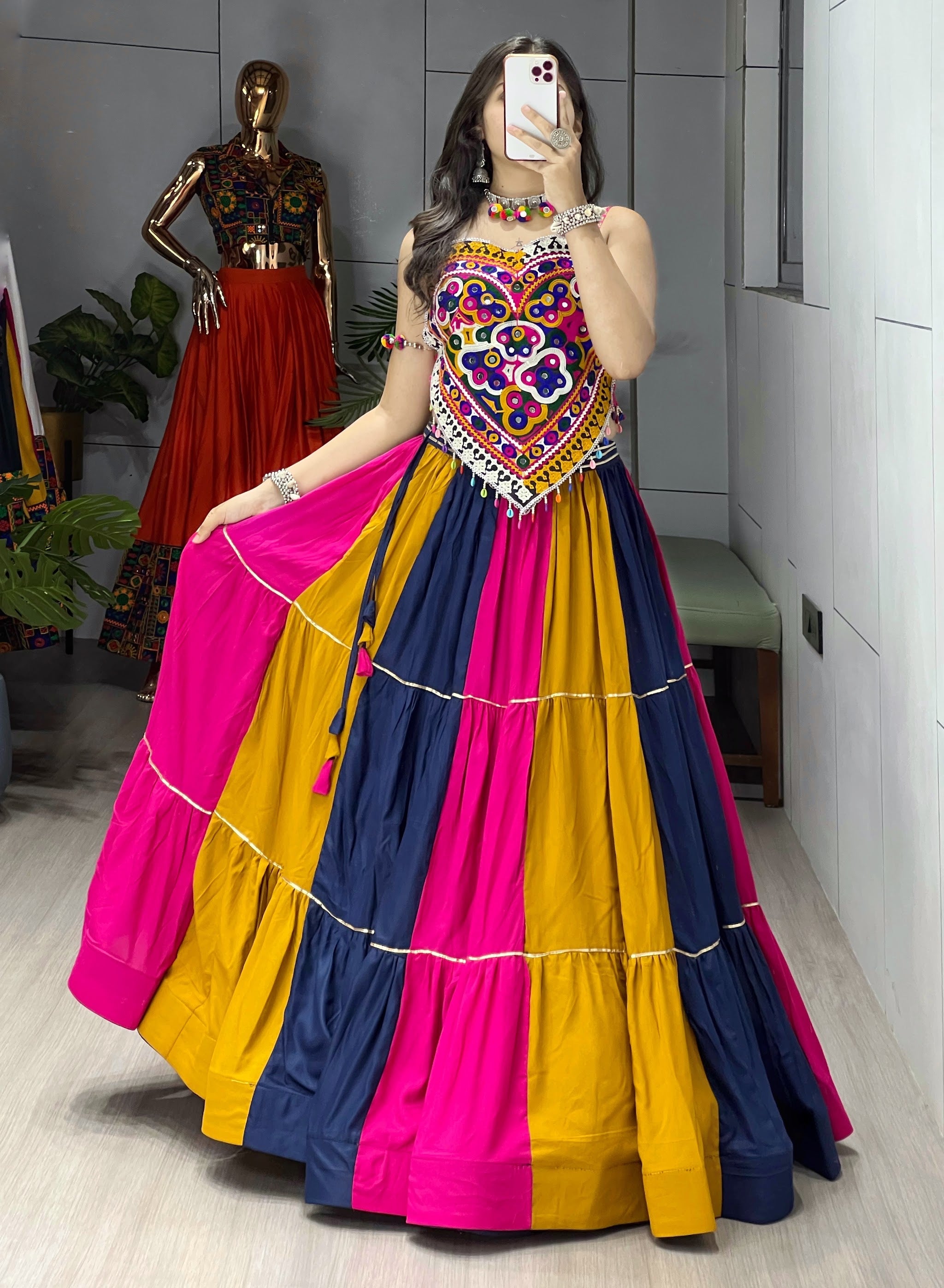 Navratri Multicolor Vaalam Lehenga Set