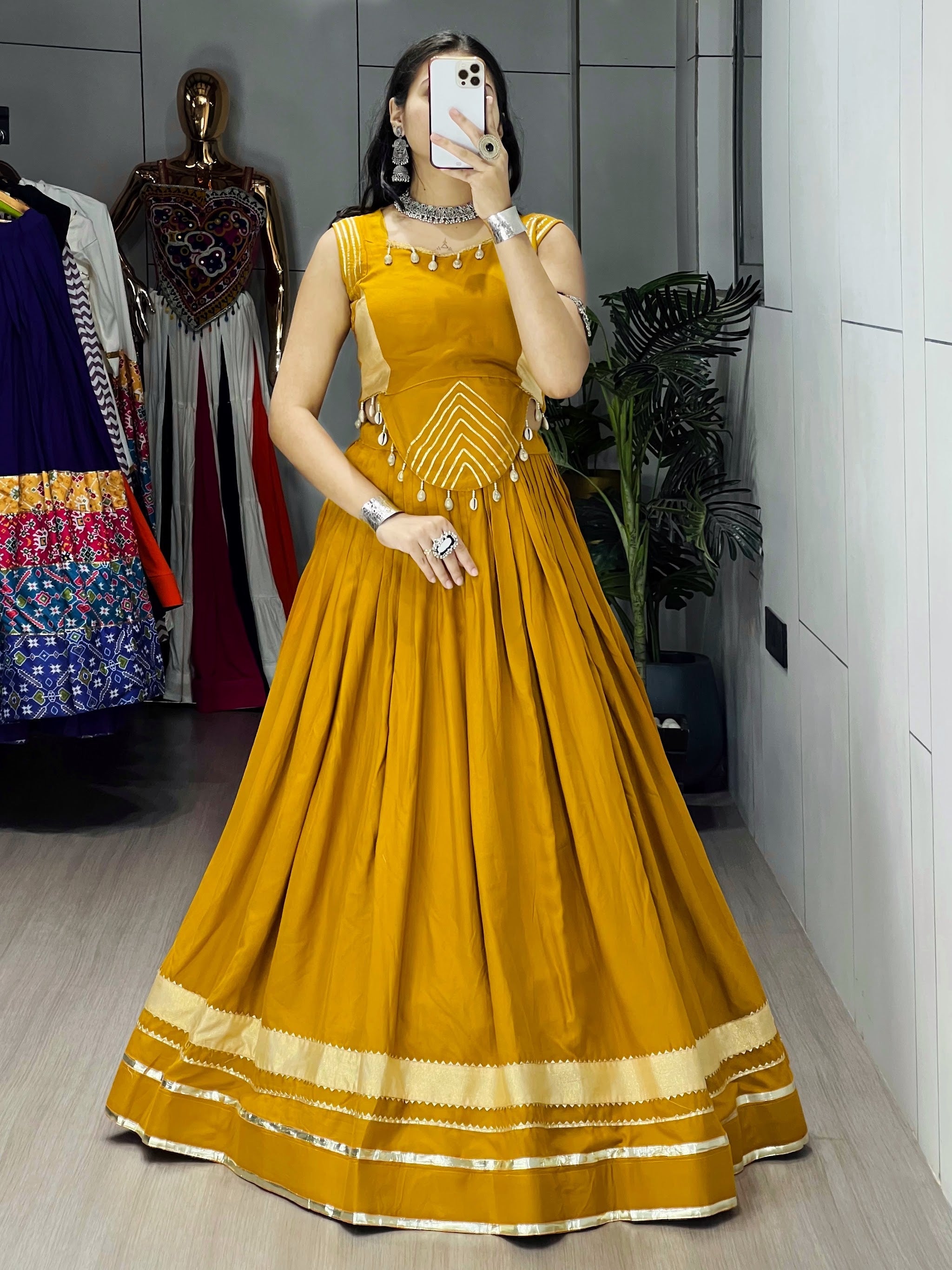 Navratri Mustard Ambaa Lehenga Set