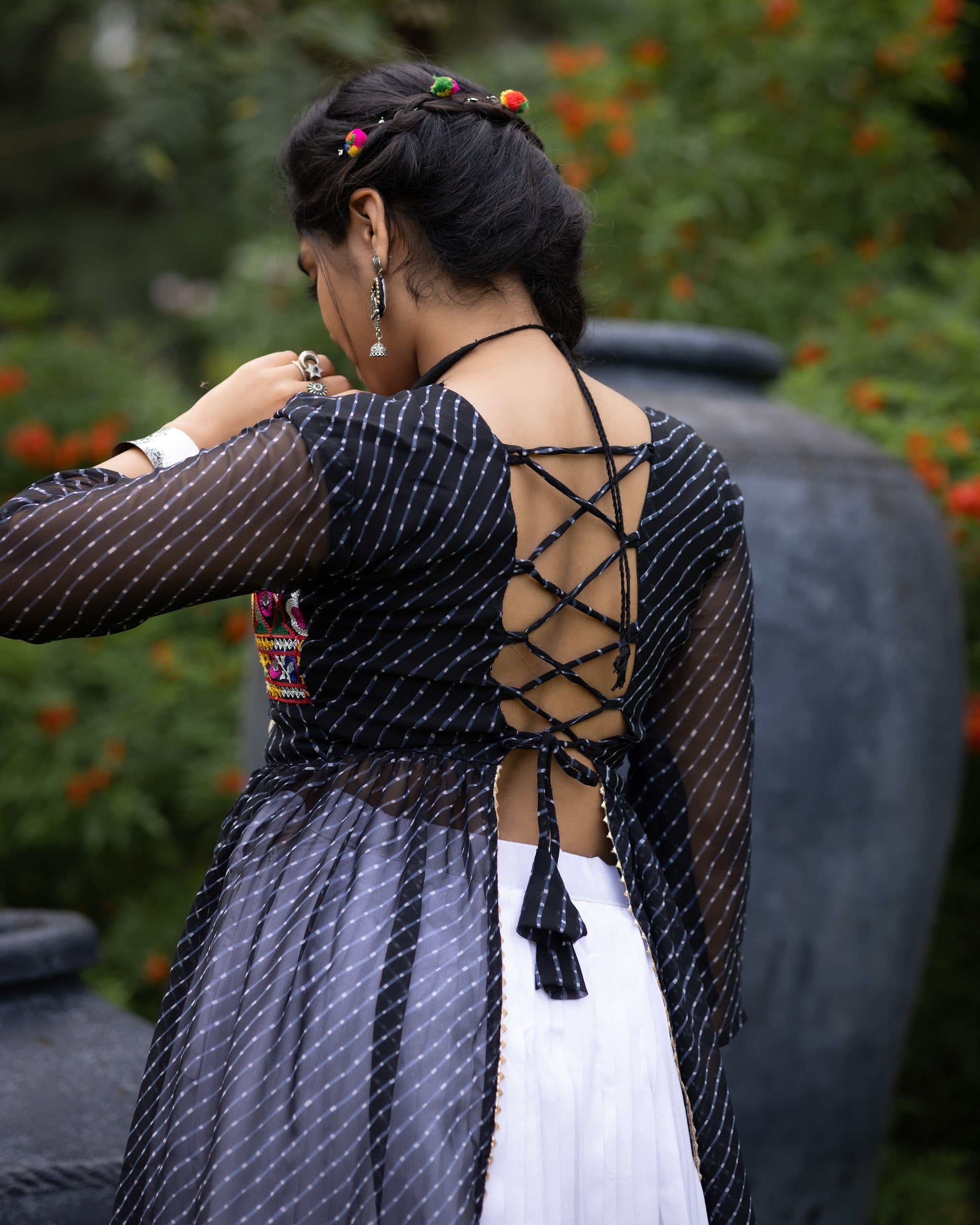 Navratri Black Kurti Lehenga Set