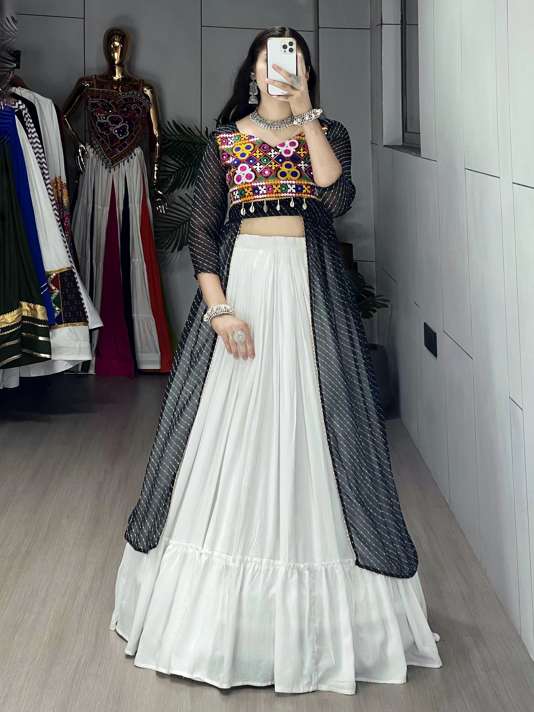 Navratri Black Kurti Lehenga Set