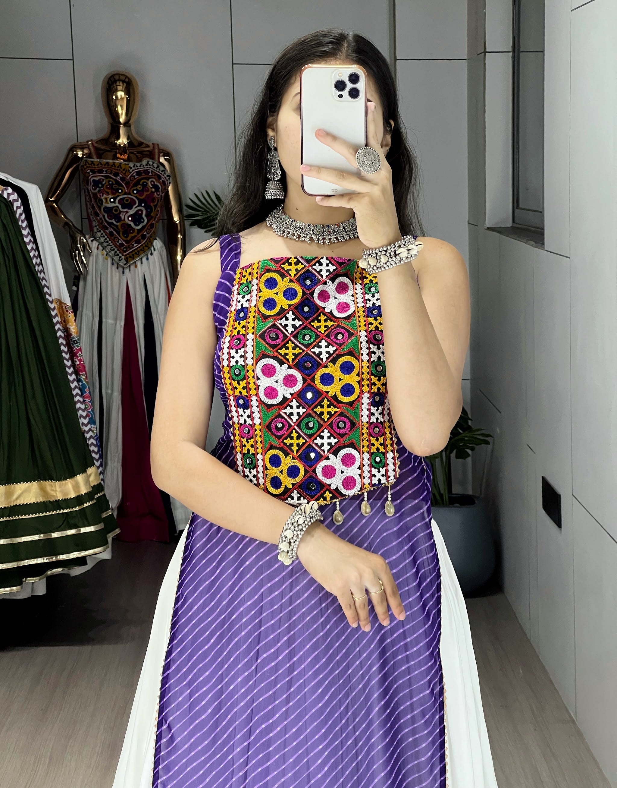 Navratri Purple Kurti Lehenga Set