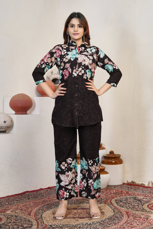 Pure Cotton Printed Co-Ords Set – Cocoa Brown