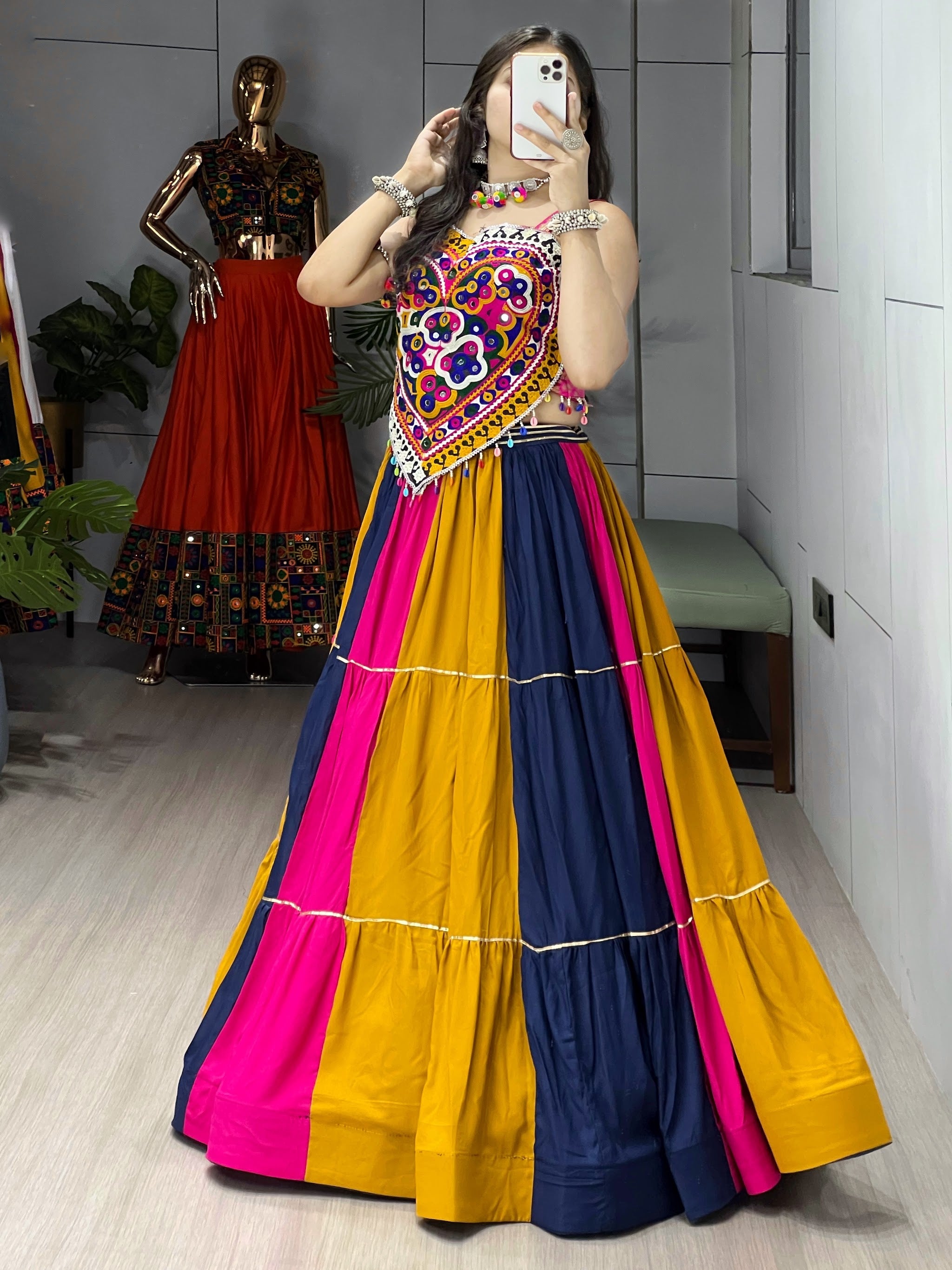 Navratri Multicolor Vaalam Lehenga Set