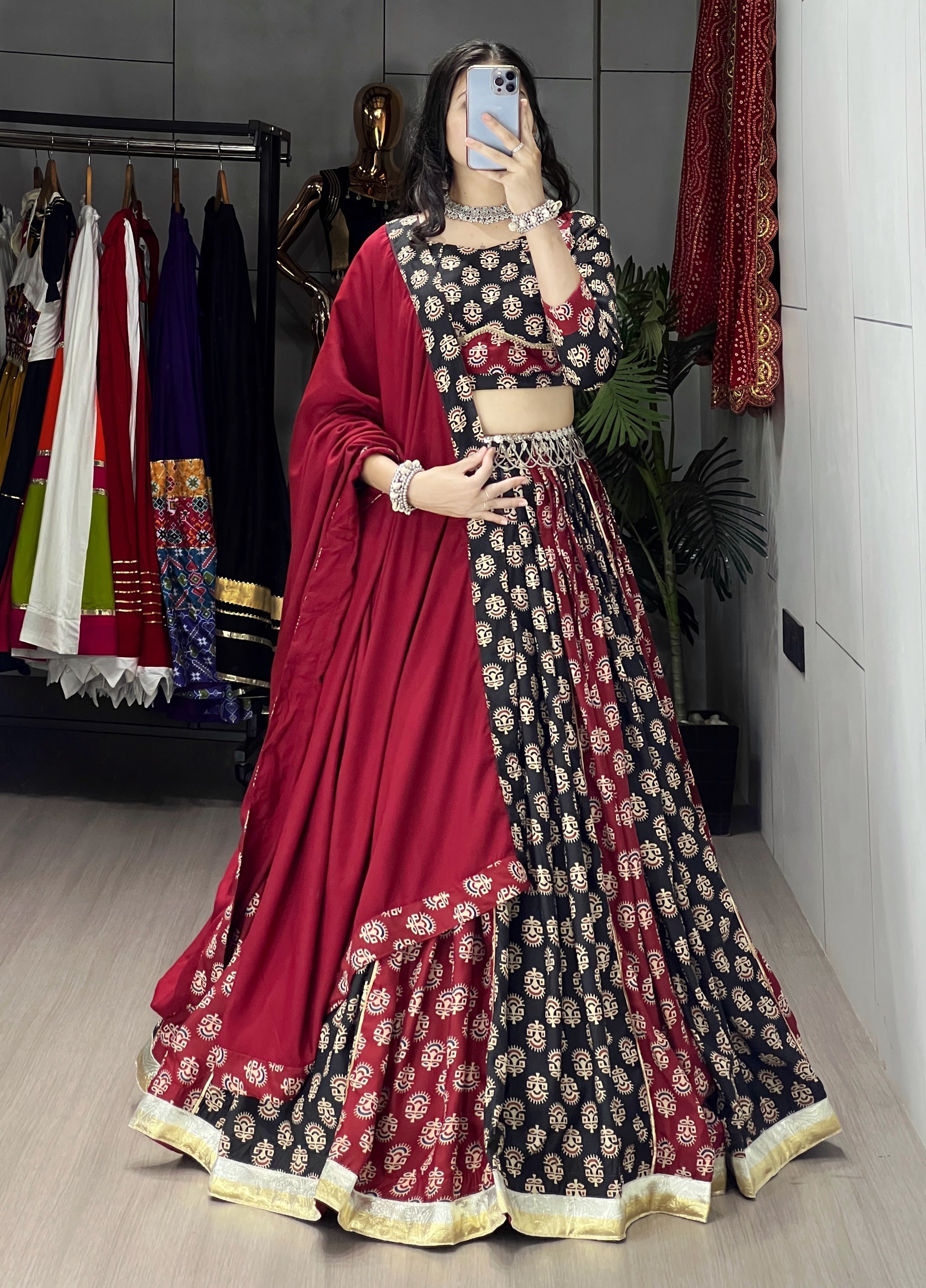 Navratri Black Satira Lehenga Set