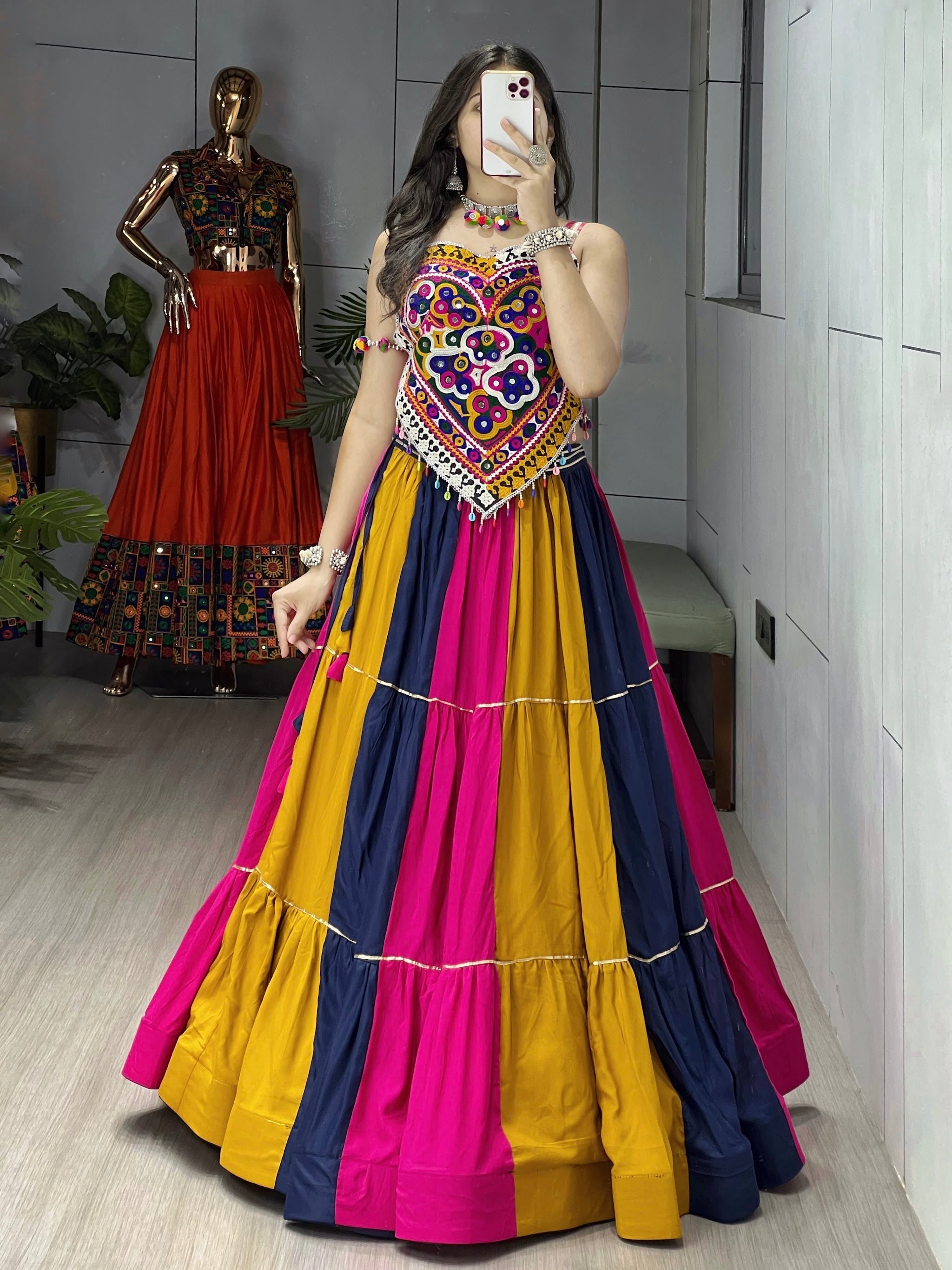 Navratri Multicolor Vaalam Lehenga Set