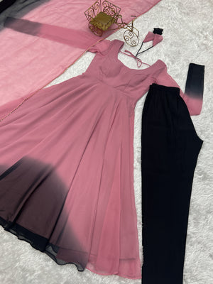 Georgette Designer Anarkali Set – Light Pink