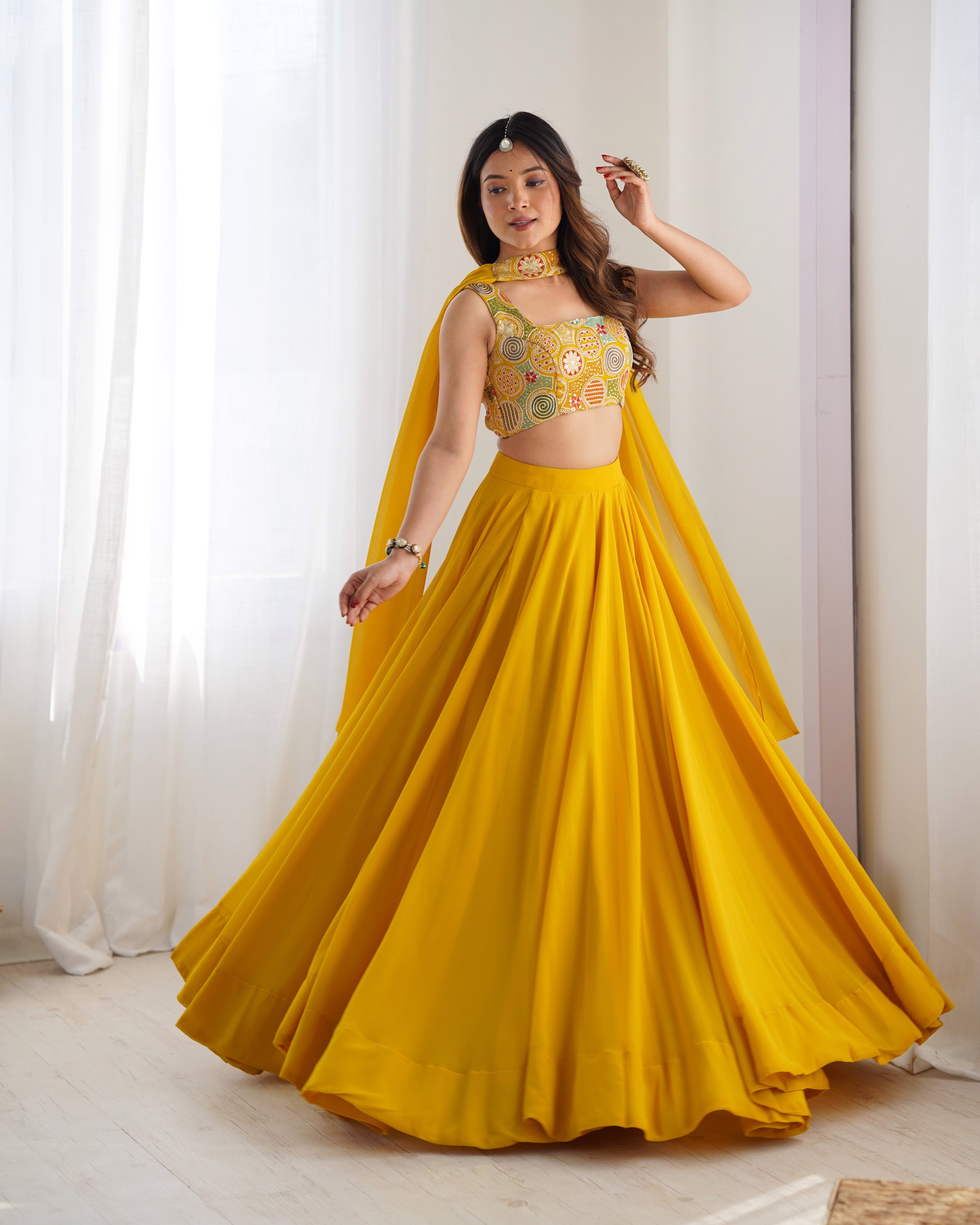 Georgette Designer Lehenga Set – Yellow