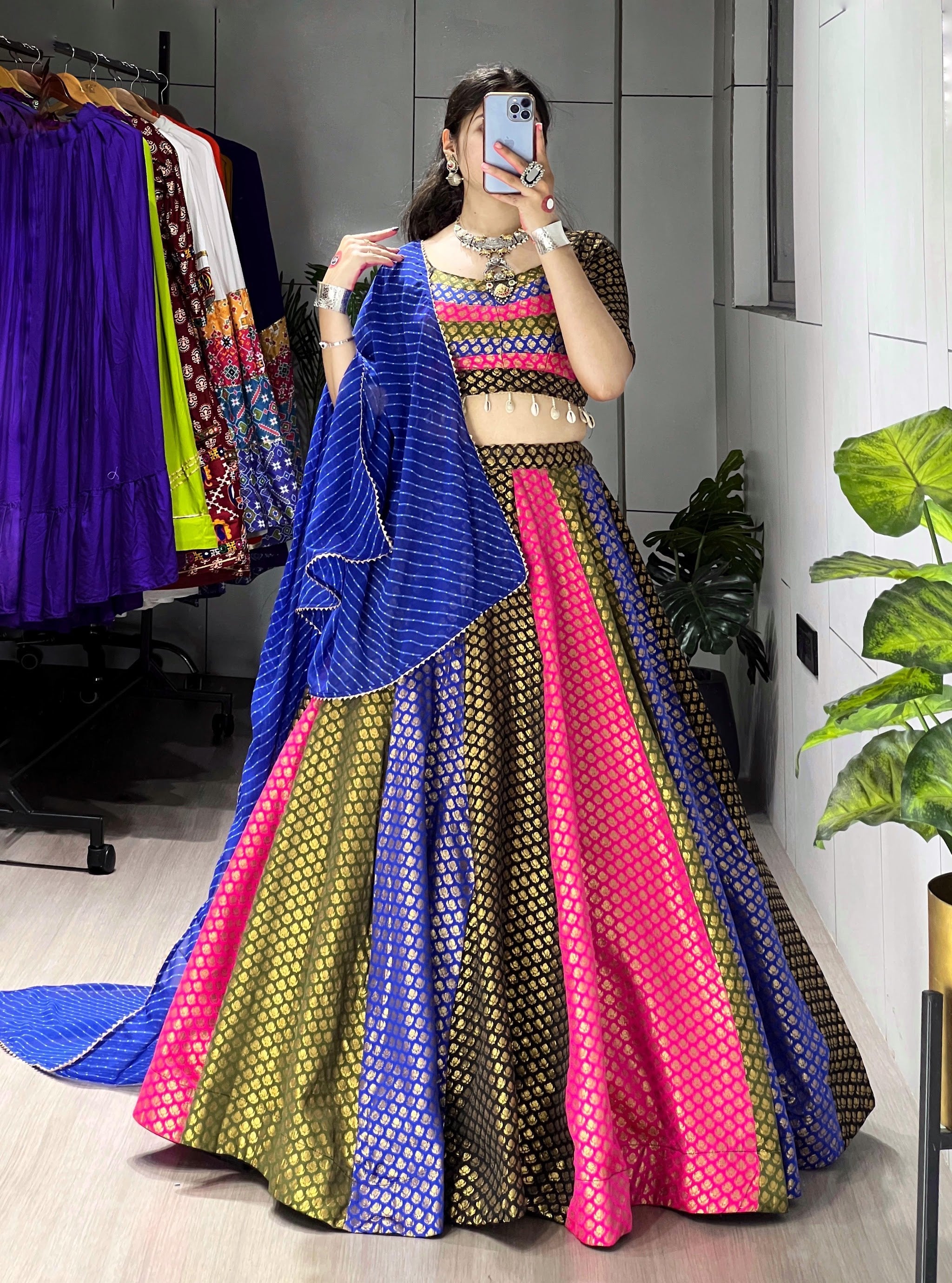 Navratri Kali Jacquard Lehenga Set
