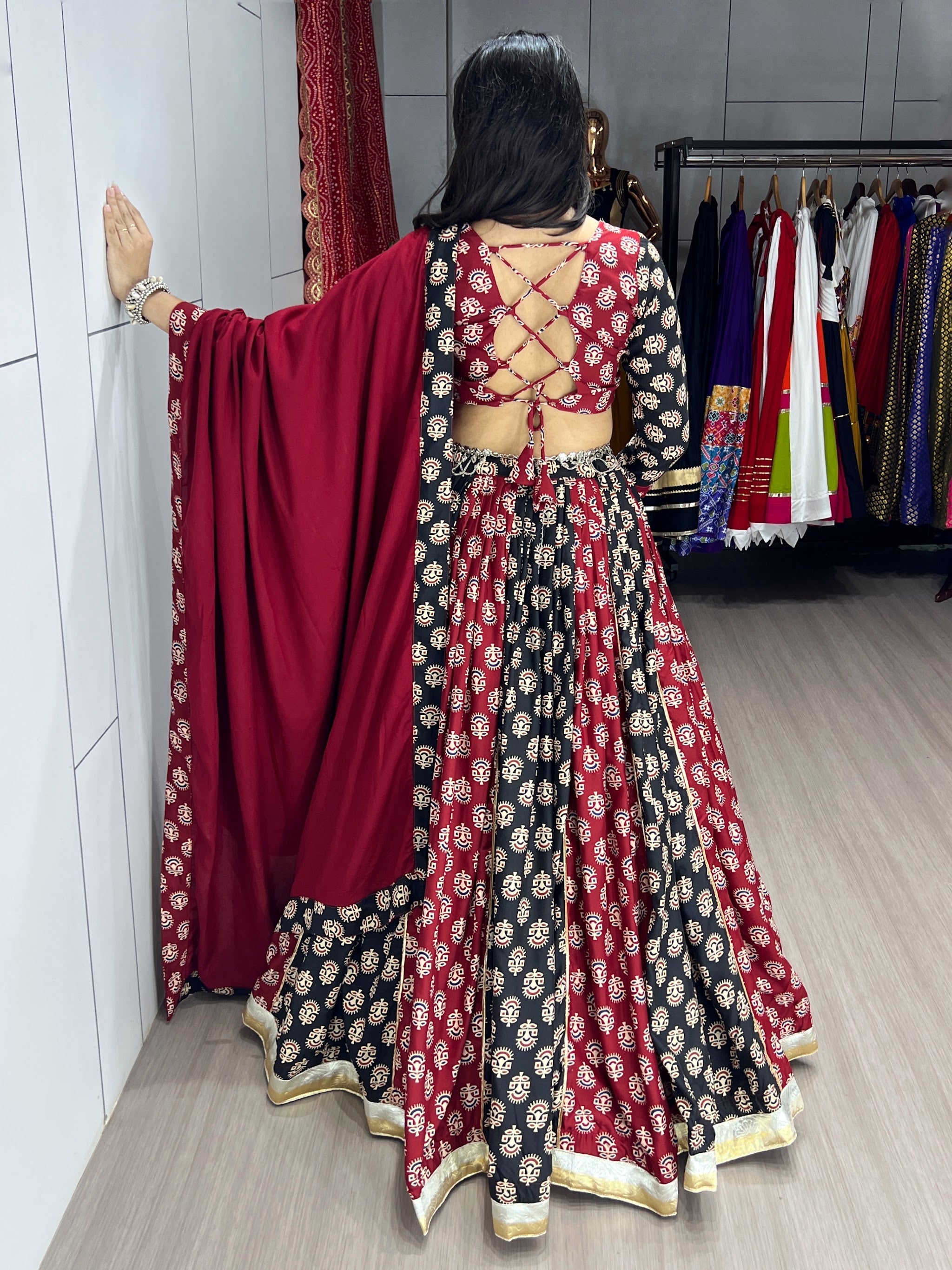 Navratri Black Satira Lehenga Set