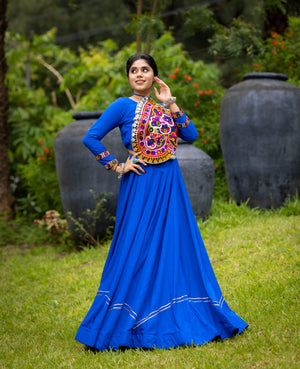 Navratri Royal Blue Star Lehenga Set