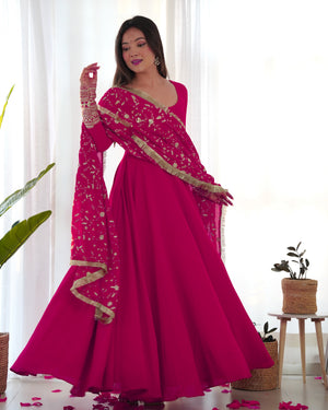Georgette Embroidered Gown Set – Rani