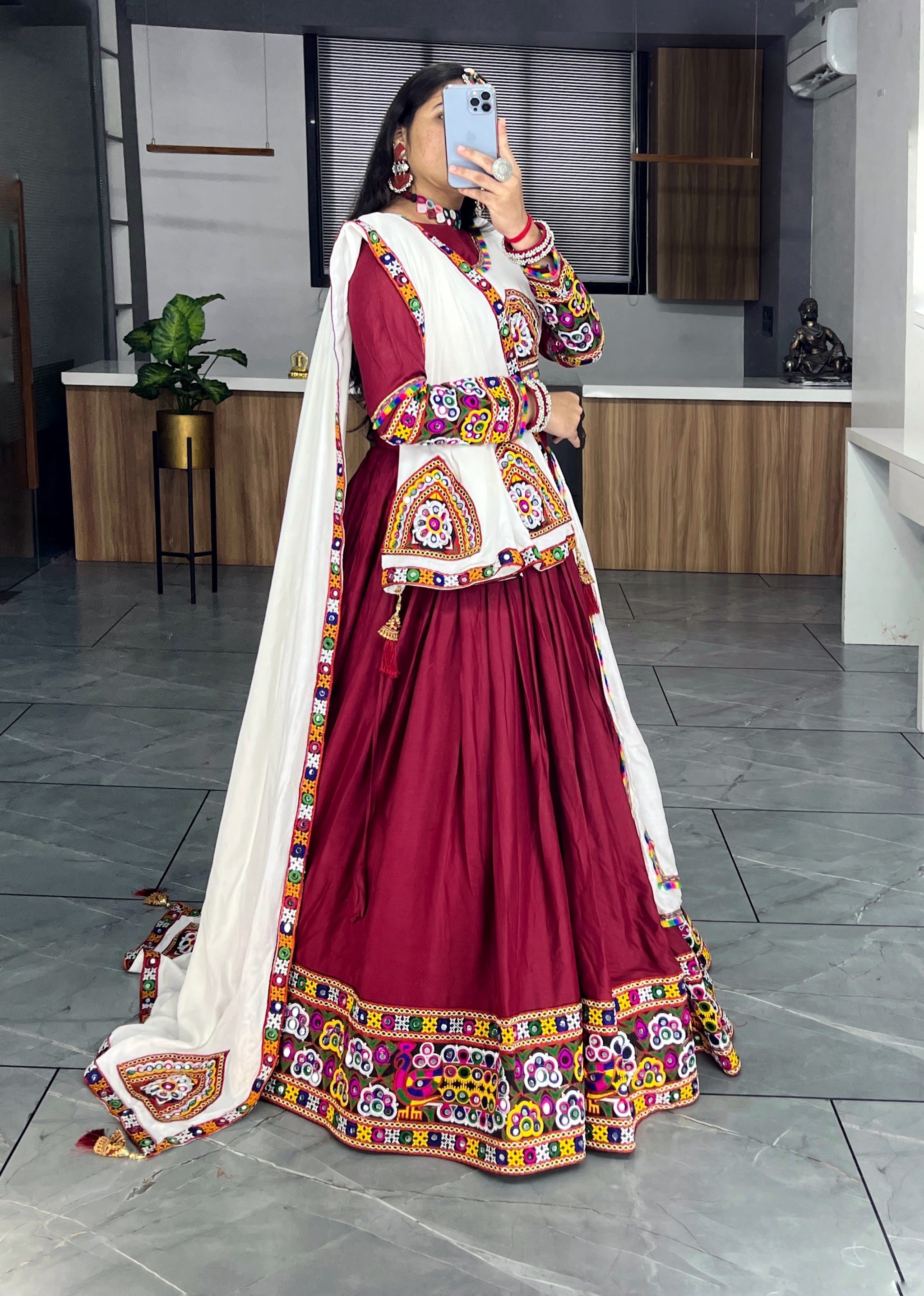 Navratri White Lehenga Set