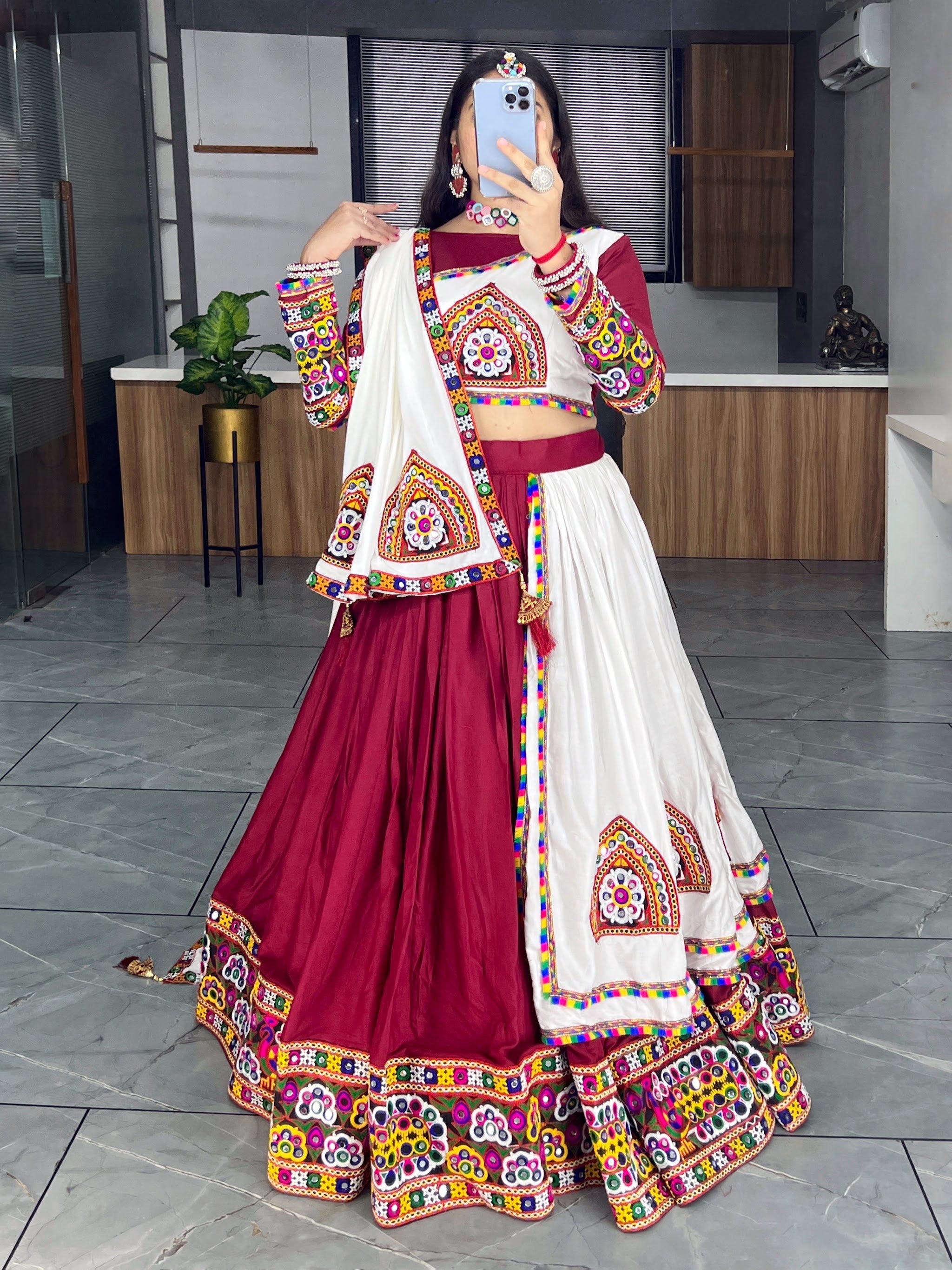 Navratri White Lehenga Set