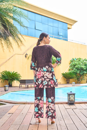 Pure Cotton Printed Co-Ords Set – Brown