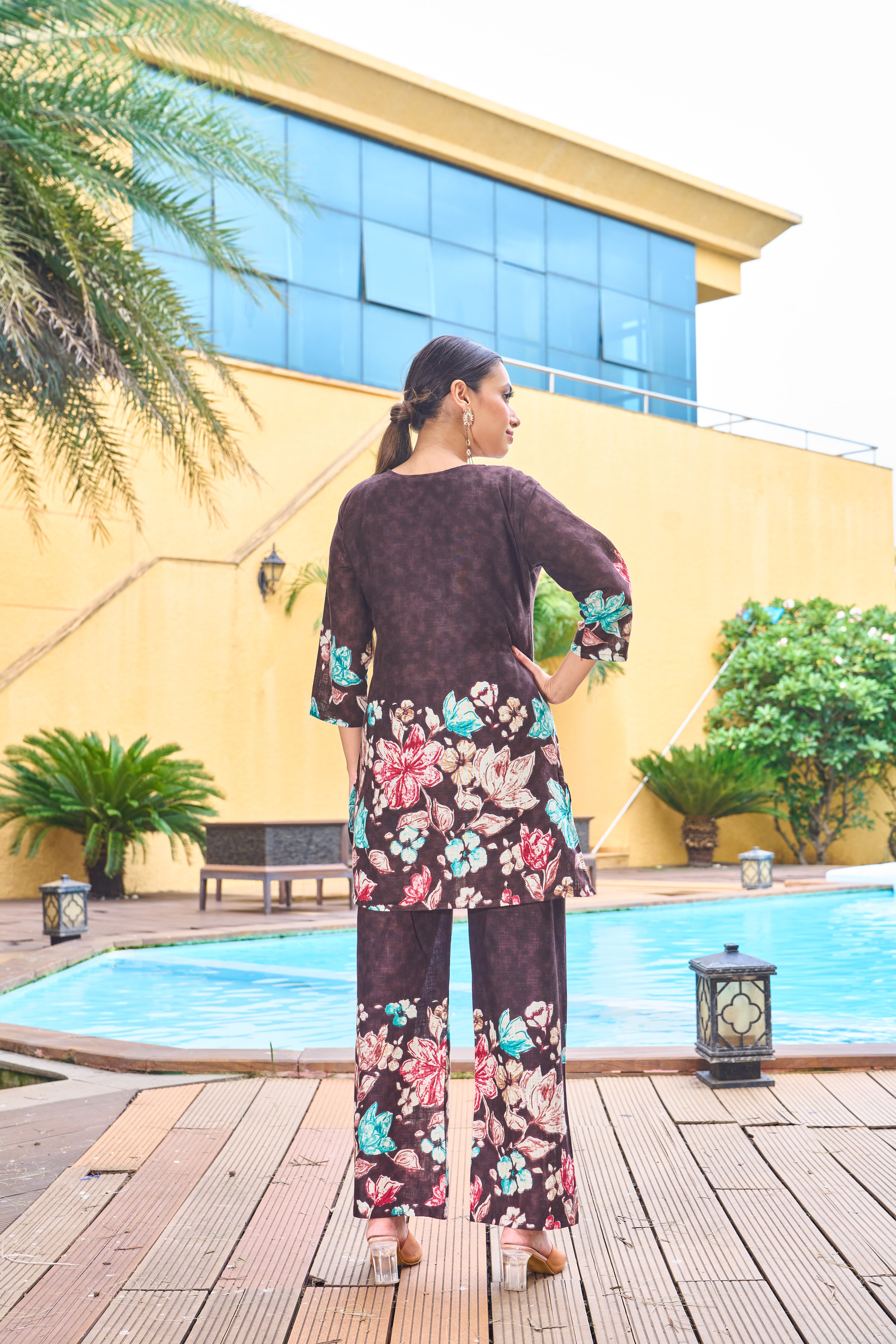 Pure Cotton Printed Co-Ords Set – Brown