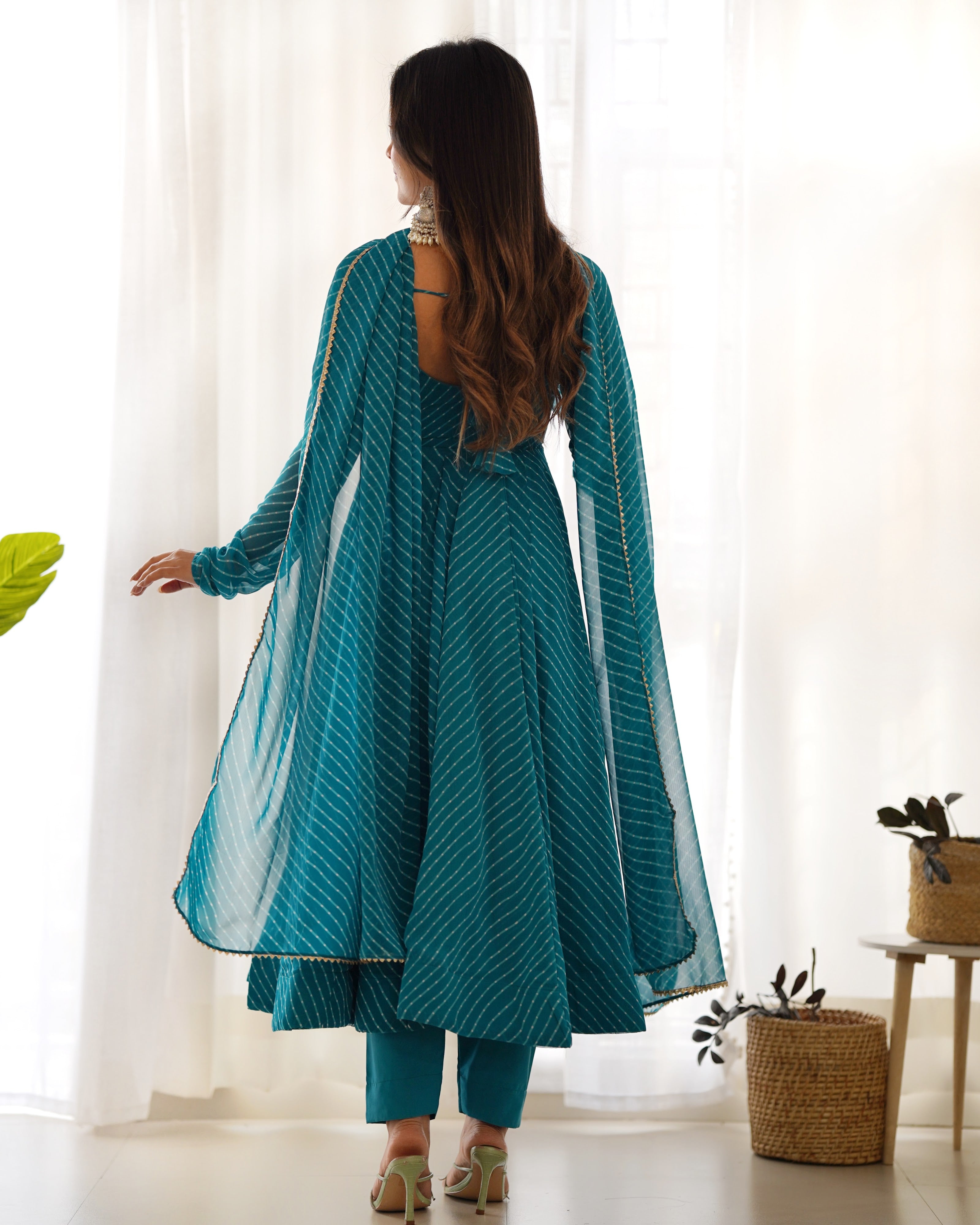 Georgette Printed Anarkali Set – Blue