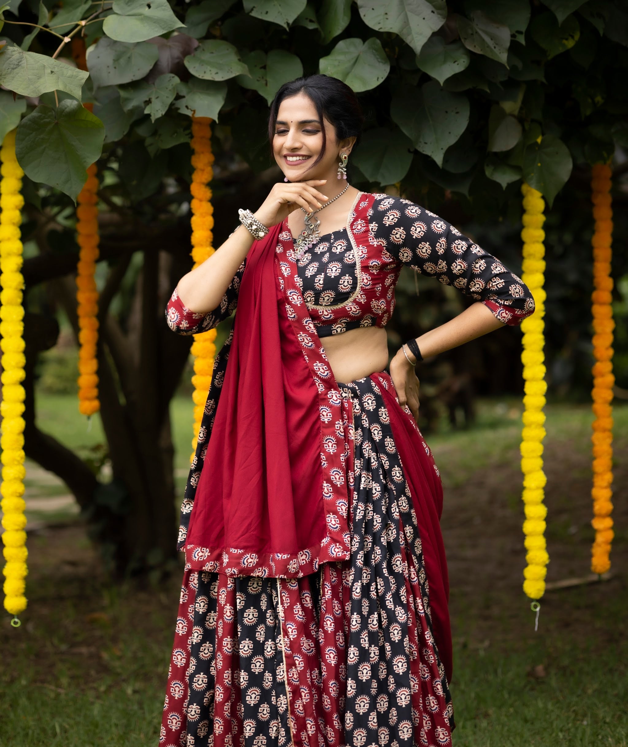 Navratri Black Satira Lehenga Set
