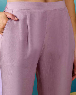 Silk Blend Embroidered Kurta Pant Dupatta Set – Lavender