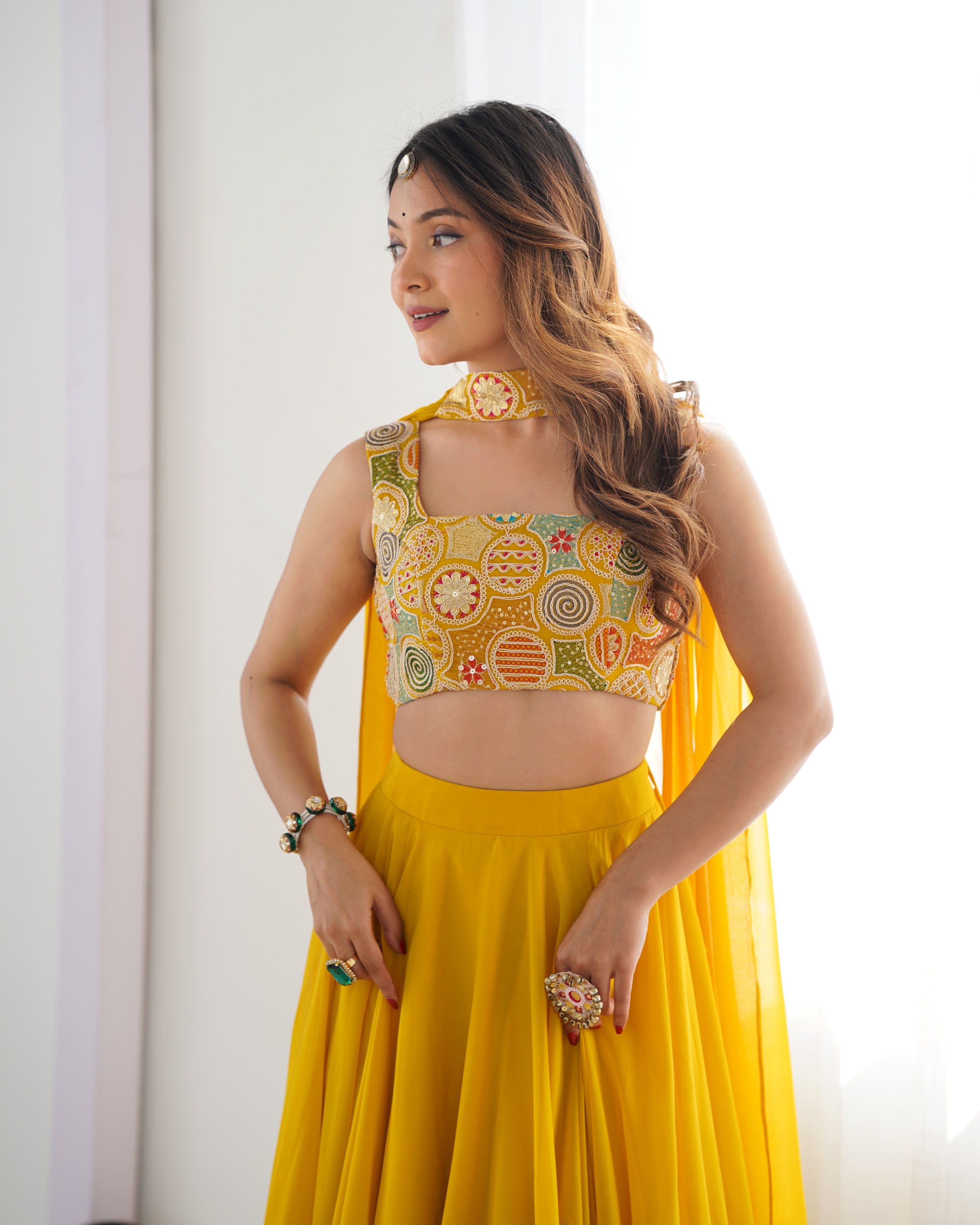 Georgette Designer Lehenga Set – Yellow